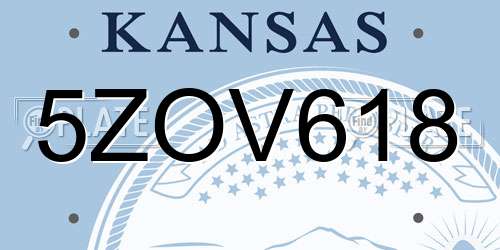 5ZOV618 Kansas License Plate
