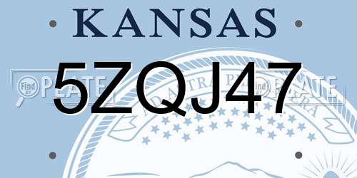 5ZQJ47 Kansas License Plate