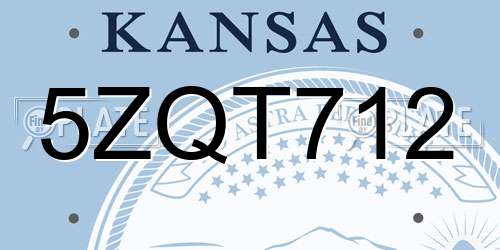 5ZQT712 Kansas License Plate