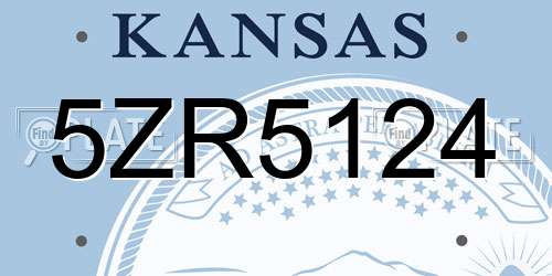 5ZR5124 Kansas License Plate