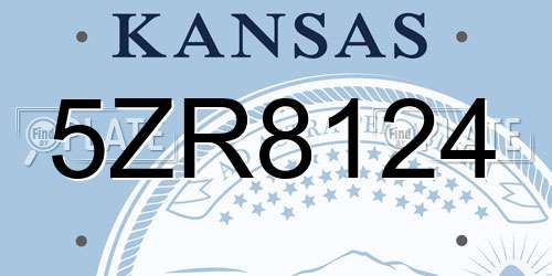 5ZR8124 Kansas License Plate