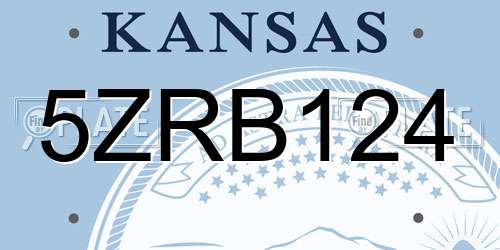 5ZRB124 Kansas License Plate