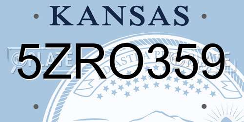 5ZRO359 Kansas License Plate