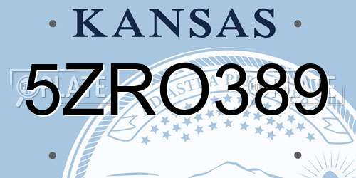 5ZRO389 Kansas License Plate