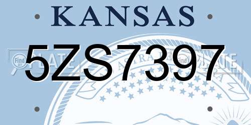 5ZS7397 Kansas License Plate