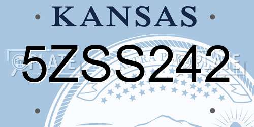 5ZSS242 Kansas License Plate