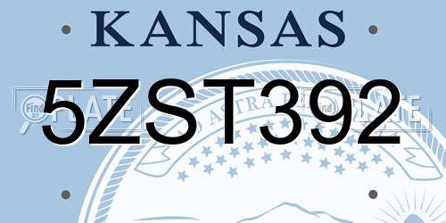 5ZST392 Kansas License Plate