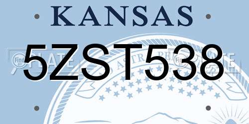 5ZST538 Kansas License Plate