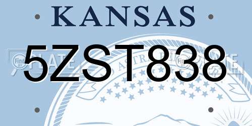 5ZST838 Kansas License Plate