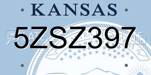 5ZSZ397 Kansas License Plate