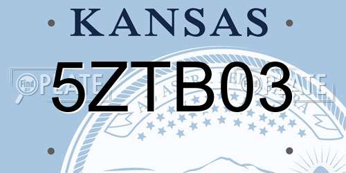 5ZTB03 Kansas License Plate