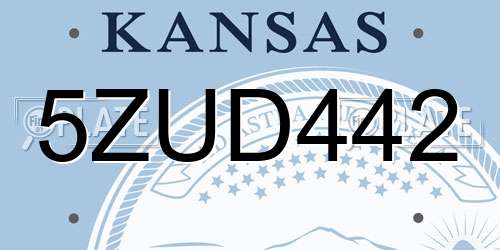 5ZUD442 Kansas License Plate
