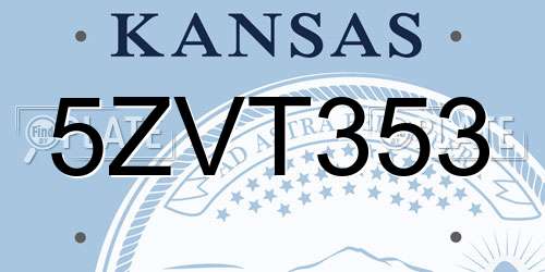 5ZVT353 Kansas License Plate