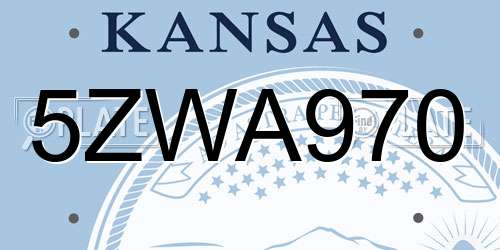 5ZWA970 Kansas License Plate