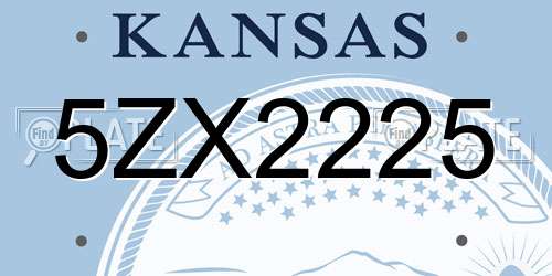5ZX2225 Kansas License Plate