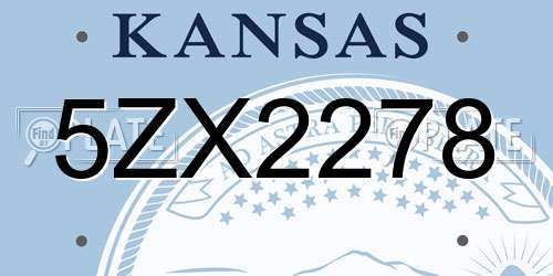 5ZX2278 Kansas License Plate