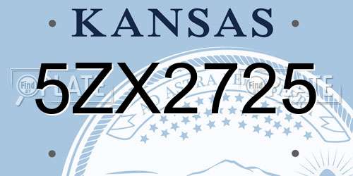 5ZX2725 Kansas License Plate
