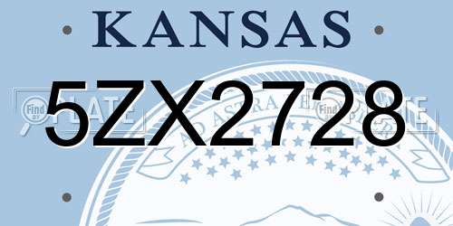 5ZX2728 Kansas License Plate