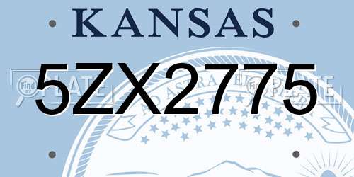 5ZX2775 Kansas License Plate