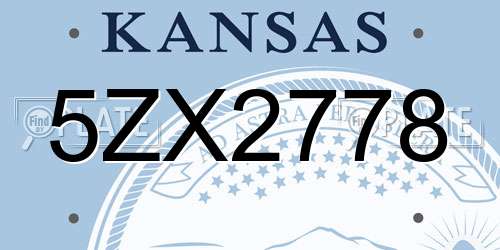 5ZX2778 Kansas License Plate