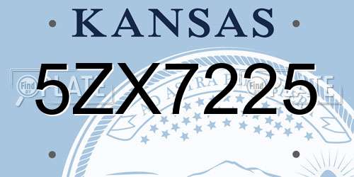 5ZX7225 Kansas License Plate