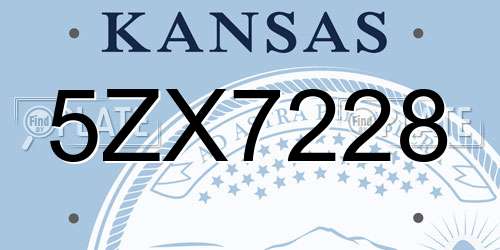 5ZX7228 Kansas License Plate