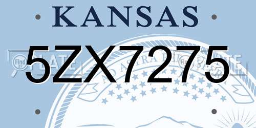 5ZX7275 Kansas License Plate