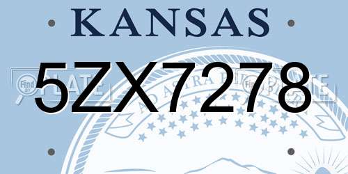 5ZX7278 Kansas License Plate