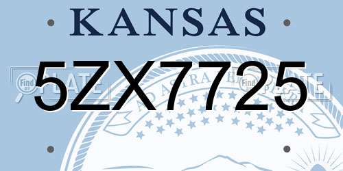 5ZX7725 Kansas License Plate