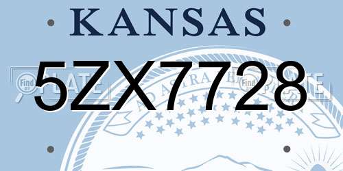 5ZX7728 Kansas License Plate