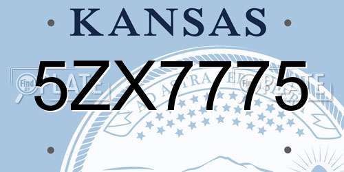 5ZX7775 Kansas License Plate