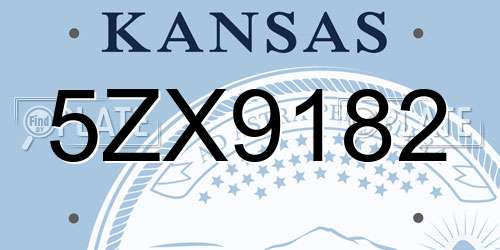 5ZX9182 Kansas License Plate