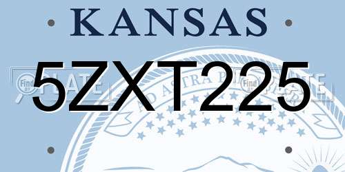 5ZXT225 Kansas License Plate