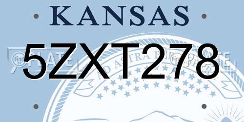 5ZXT278 Kansas License Plate