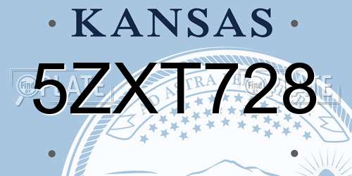 5ZXT728 Kansas License Plate
