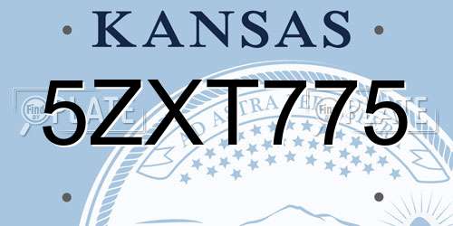 5ZXT775 Kansas License Plate