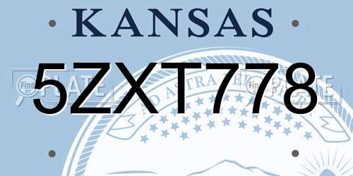 5ZXT778 Kansas License Plate