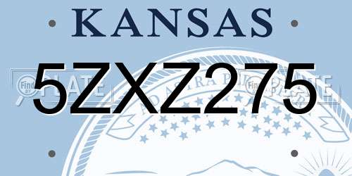 5ZXZ275 Kansas License Plate