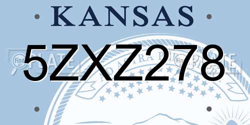 5ZXZ278 Kansas License Plate