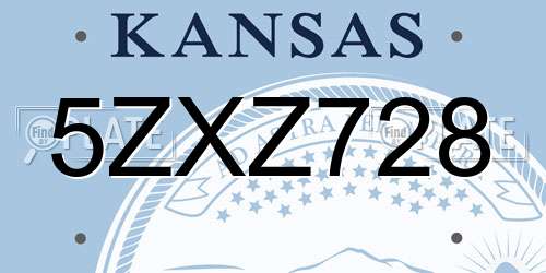 5ZXZ728 Kansas License Plate