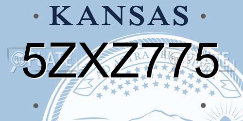 5ZXZ775 Kansas License Plate