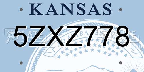 5ZXZ778 Kansas License Plate