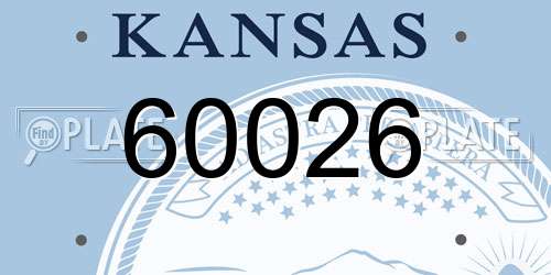 60026 Kansas License Plate