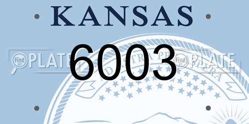 6003 Kansas License Plate