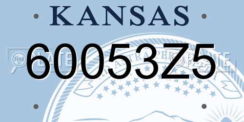 60053Z5 Kansas License Plate