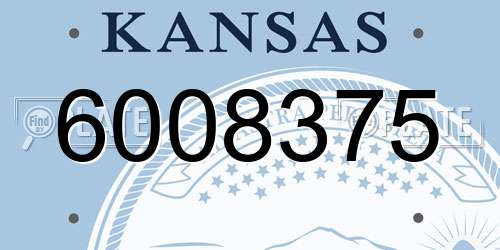 6008375 Kansas License Plate