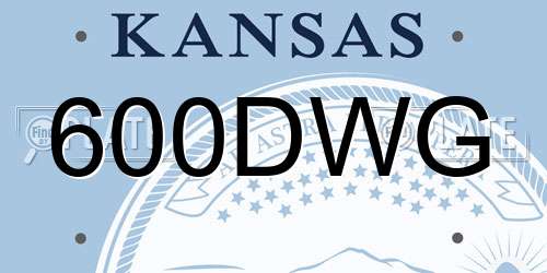 600DWG Kansas License Plate