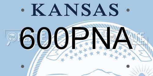 600PNA Kansas License Plate