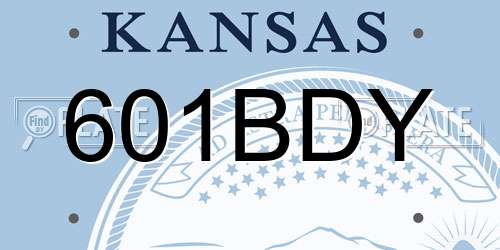 601BDY Kansas License Plate