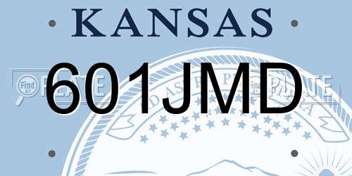 601JMD Kansas License Plate